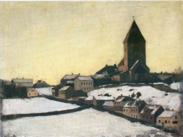  antigua Pintura - Antigua iglesia de Aker 1881 Edvard Munch
